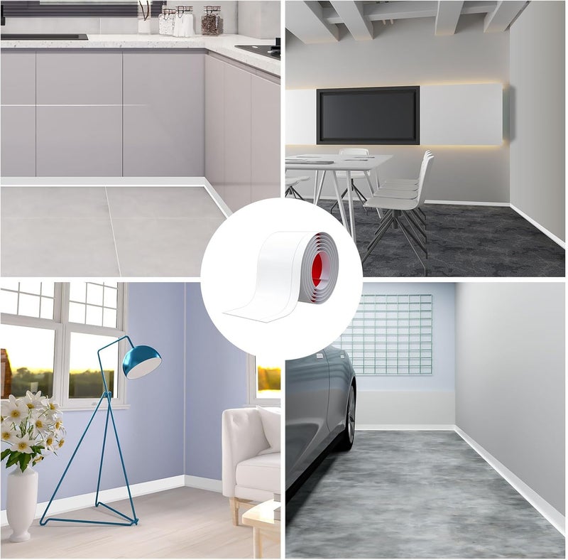 Duzzy Flexible Baseboard Molding Trim, 5 Inch(W) x 20 Feet(L) Peel and Stick Rubber Wall Trim Molding, Self-Adhesive Vinyl Wall Base Cove Base - Image 5